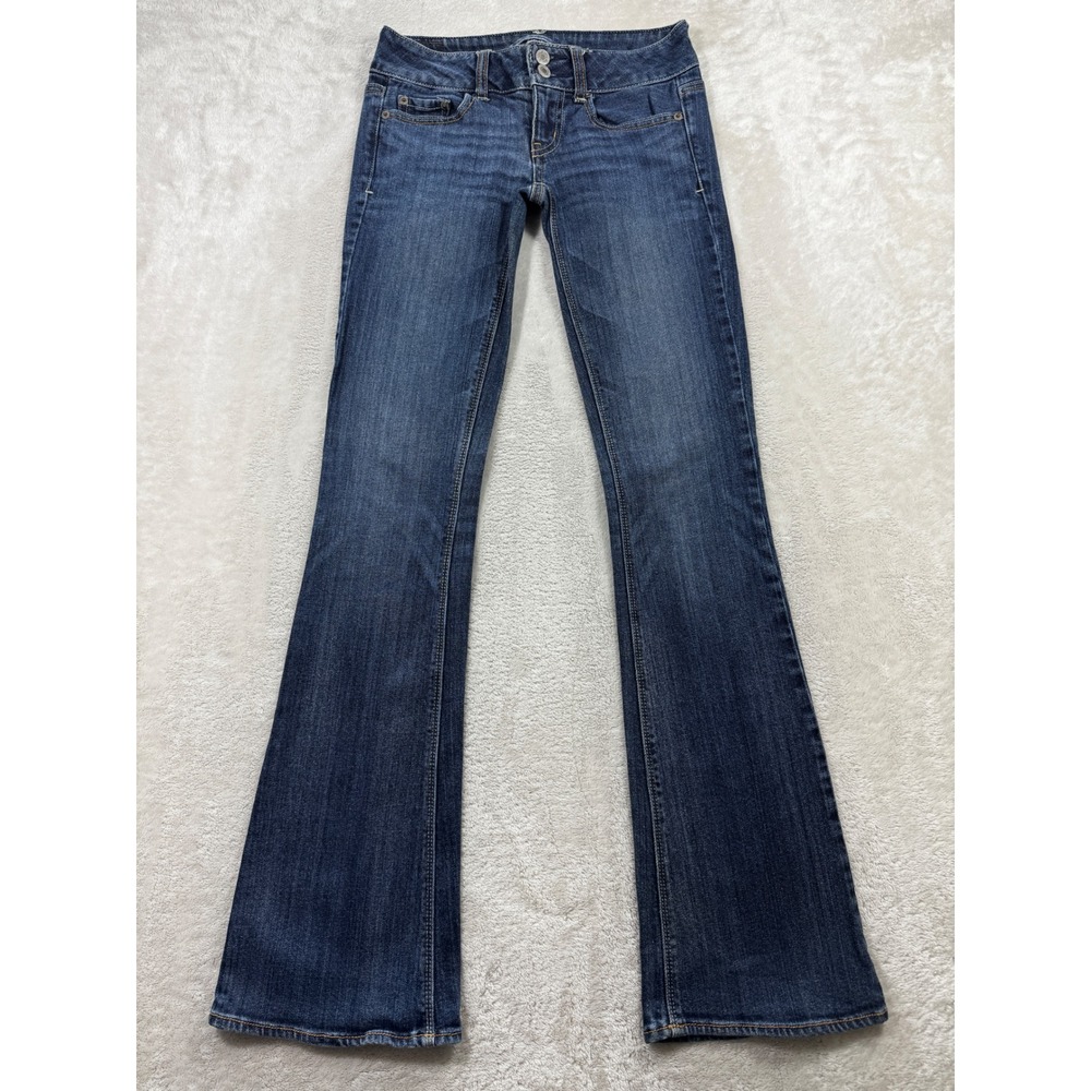 American Eagle Womens Artist Stretch Low Rise Flare Blue Jeans 00 REG 26x32